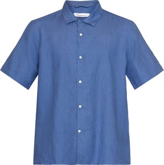 Box Short Sleeve Linen Shirt Moonlight Blue