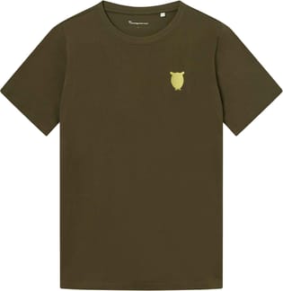 Regular Owl Chest Embroidery T-Shirt Dark Olive