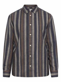 Loose Fit Striped Flannel Shirt Yellow Stripe