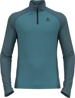 BL Top Turtle Neck L/S Half Zip Natural Saxony Blue Deep Dive Melange