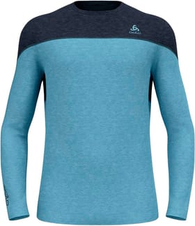 BL Top Crew Neck LS Revelstoke PW 150 Black Provincial Blue Melange