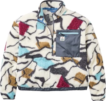 Ravi Recycled Sherpa Fleece Abstract Trails W Off White