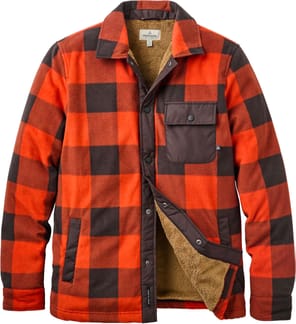 Firelight Sherpa Lined Overshirt Dark Rust Buffalo Check