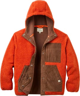 Clover Sherpa Fleece Hooded Jacket W Dark Rust