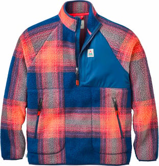 Home Sherpa Fleece W Rich Navy Red Ochre Check