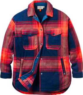 East Polar Fleece Shirt W Rich Navy Red Ochre Check