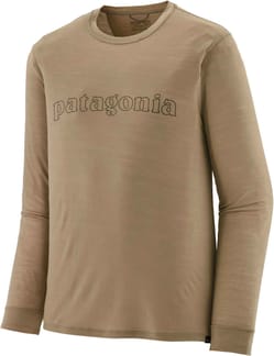 M's L/S Cap Cool Merino Blend Graphic Shirt Outline Seabird Grey