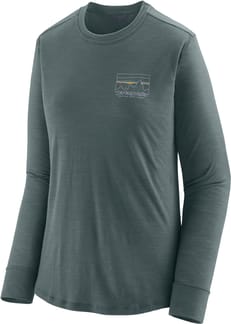 W's L/S Cap Cool Merino Blend Graphic Shirt '73 Skyline Nouveau Green