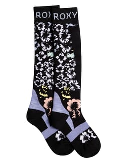 Paloma Sock True Black Black Flowers