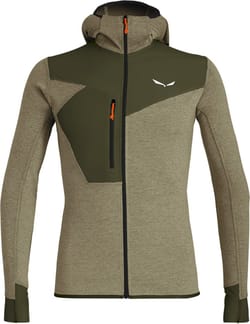 Puez 2 Dry M L/S Hood FZ Tee Dark Olive Melange