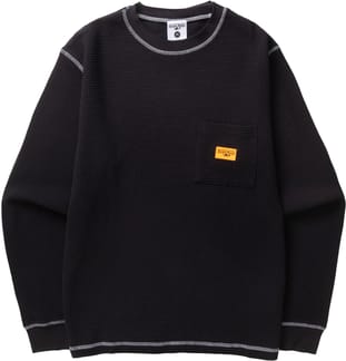 Waffle Contrast Thermal LS Tee Black White