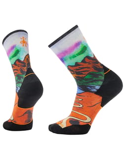 Trail Run Targeted Cushion Singletrack Print Crew Socks Orange Rust