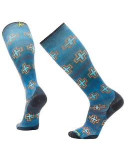 Ski Zero Cushion Paths Crossed Print OTC Socks Deep Navy