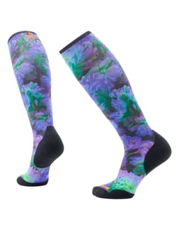 W Ski Targeted Cushion Electric Lotus Print OTC Socks Black