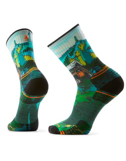 Hike Targeted Cushion Trail Trekker Print Crew Socks Winter Moss