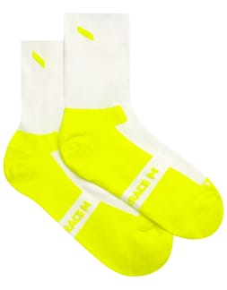 Crew Race Sock White/Fluro Yellow