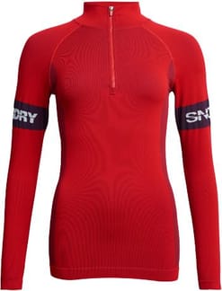Seamless 1/4 Zip Baselayer Top Hike Red