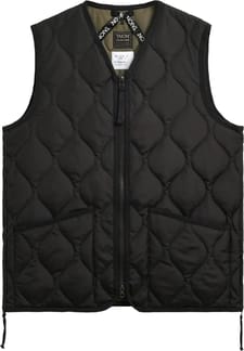 Military Zip V Neck Down Vest Black