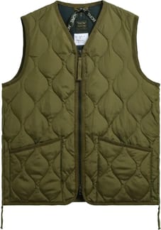 Military Zip V Neck Down Vest Dark Olive