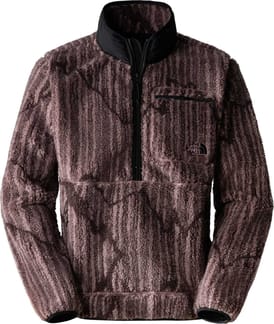 M Extreme Pile Pullover Fawn Grey Engraved Mountain Print