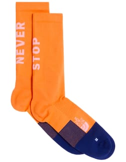 Never Stop Trail Run Crew Sock Papaya Bold Blue