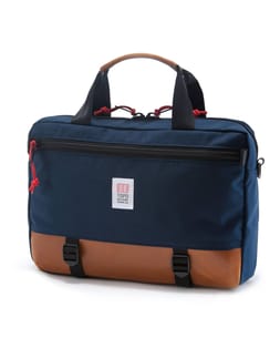 Commuter Briefcase Leather Navy Brown Leather