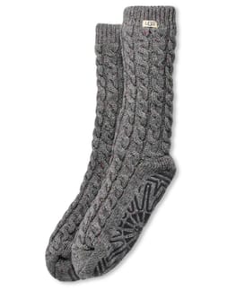 W Elowyn Cable Knit Fleece Lined Sock Charcoal Heather Confetti