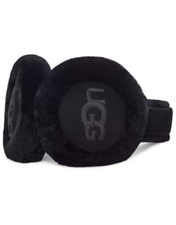 W Sheepskin Embroidery Earmuff Black
