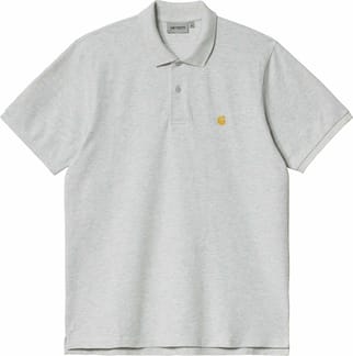 S/S Chase Pique Polo Ash Heather Gold
