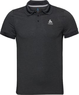 Polo MC Nikko Dry Black - Odlo Steel Grey - Stripes