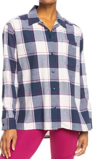 Move Your Shoulders J Woven Top Mood Indigo Plaid Party