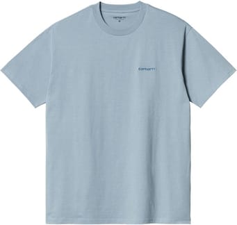 S/S Script Embroidery T-Shirt Frosted Blue / Gulf