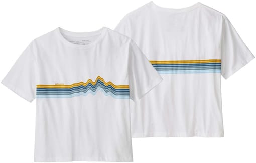 W's Ridge Rise Stripe Organic Easy Cut Tee White