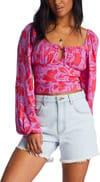 On Your Mind Woven Top Bright Orchid + Billabong