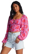 Billabong + On Your Mind Woven Top Bright Orchid