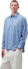 Carhartt WIP + L/S Keene Shirt Keene Stripe Curacao - 3