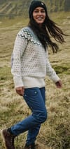 Fjällräven + Övik Knit Sweater W Chalk White Flint Grey - 3