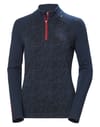 W Lifa Merino Midw Gra 1/2 Zip Navy Deco Flower + Helly-Hansen
