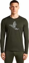 Icebreaker + M Merino 200 Oasis LS Crewe Skiing Yeti Dk Loden