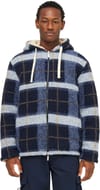 Knowledge Cotton Apparel + Teddy Reversable Zip Hood Jacket Blue Check - 5