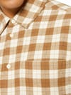 Knowledge Cotton Apparel + Loose Fit Checkered Shirt Beige Check - 5