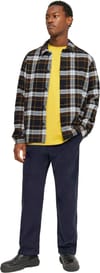 Knowledge Cotton Apparel + Big Checked Heavy Flannel Overshirt Blue Check - 5