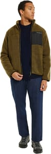 Knowledge Cotton Apparel + Teddy Fleece Zip Sweat Dark Olive - 3