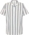 Box Short Sleeve Striped Cotton Shirt Blue Stripe + Knowledge Cotton Apparel