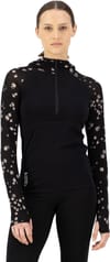 Mons Royale + Bella W Merino Long Sleeve Hood Black Daisy