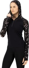 Mons Royale + Bella W Merino Long Sleeve Hood Black Daisy - 4