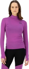 Mons Royale + Cascade W Merino Base Layer Mock Neck Long Sleeve Purple Bolt