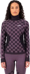 Mons Royale + Ascender Merino Baselayer Mock Neck LS W Mauve/Black