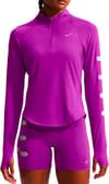 W Nike Tempo Flash LS Tee Bold Berry/Reflective Silver + Nike Running
