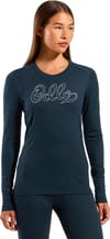 Odlo + Merino 200 80 Years Baselayer Top Crew Neck W Dark Sapphire - 3